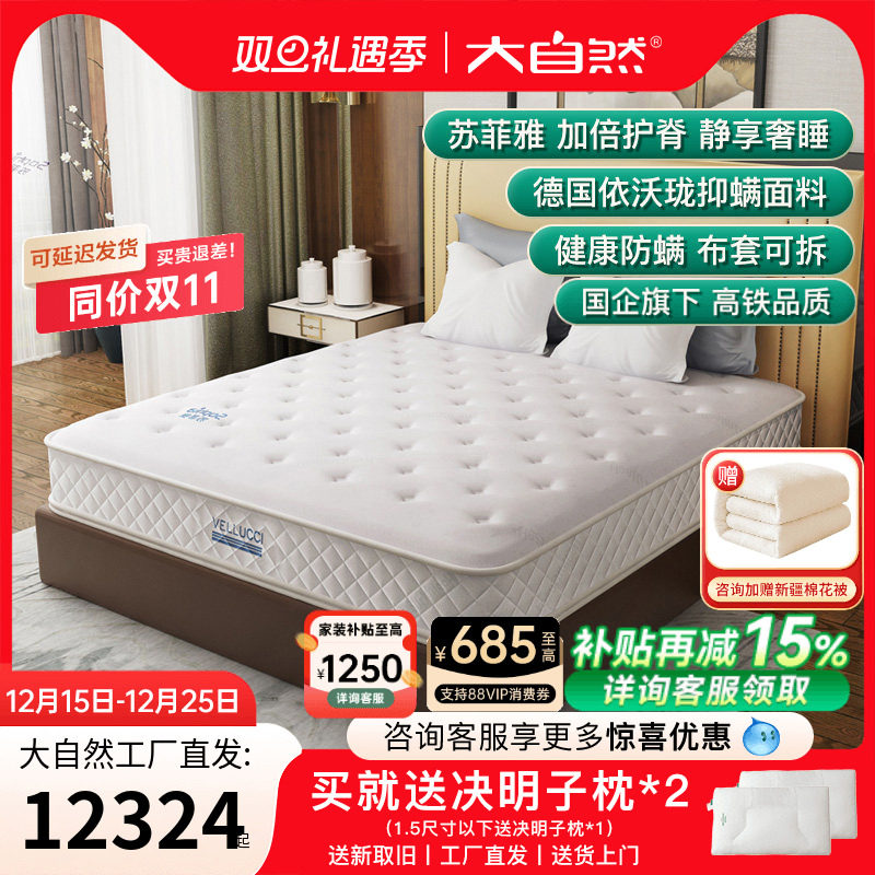 大自然棕榈乳胶护脊防螨透气静音