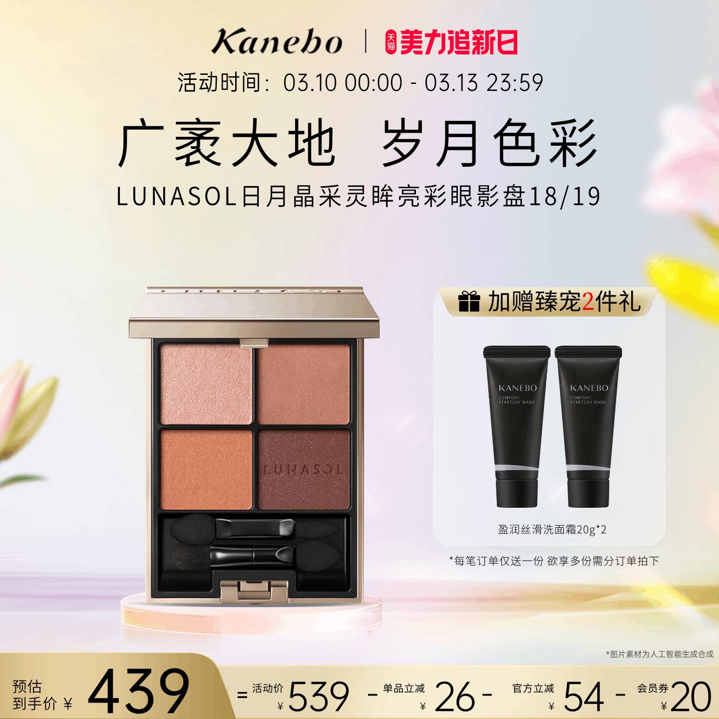 Kanebo嘉娜宝日月晶采灵眸亮彩四色眼影盘持久大地色眼妆18/19