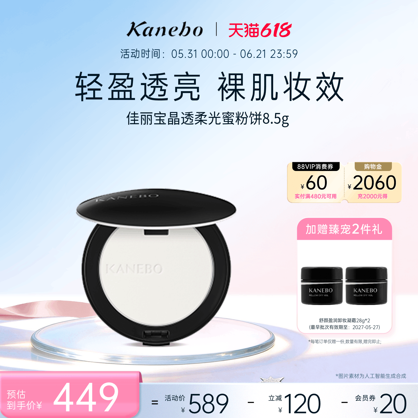 Kanebo佳丽宝晶透柔光蜜粉饼轻盈透明感长效持妆定妆