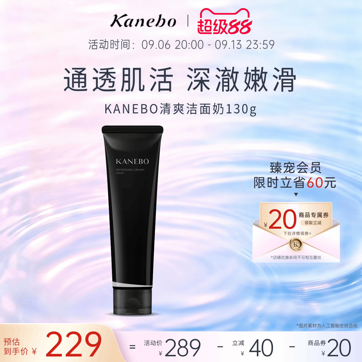 Kanebo嘉娜宝净透洗面奶控油清洁毛孔女清爽洁面乳丰富泡沫图片
