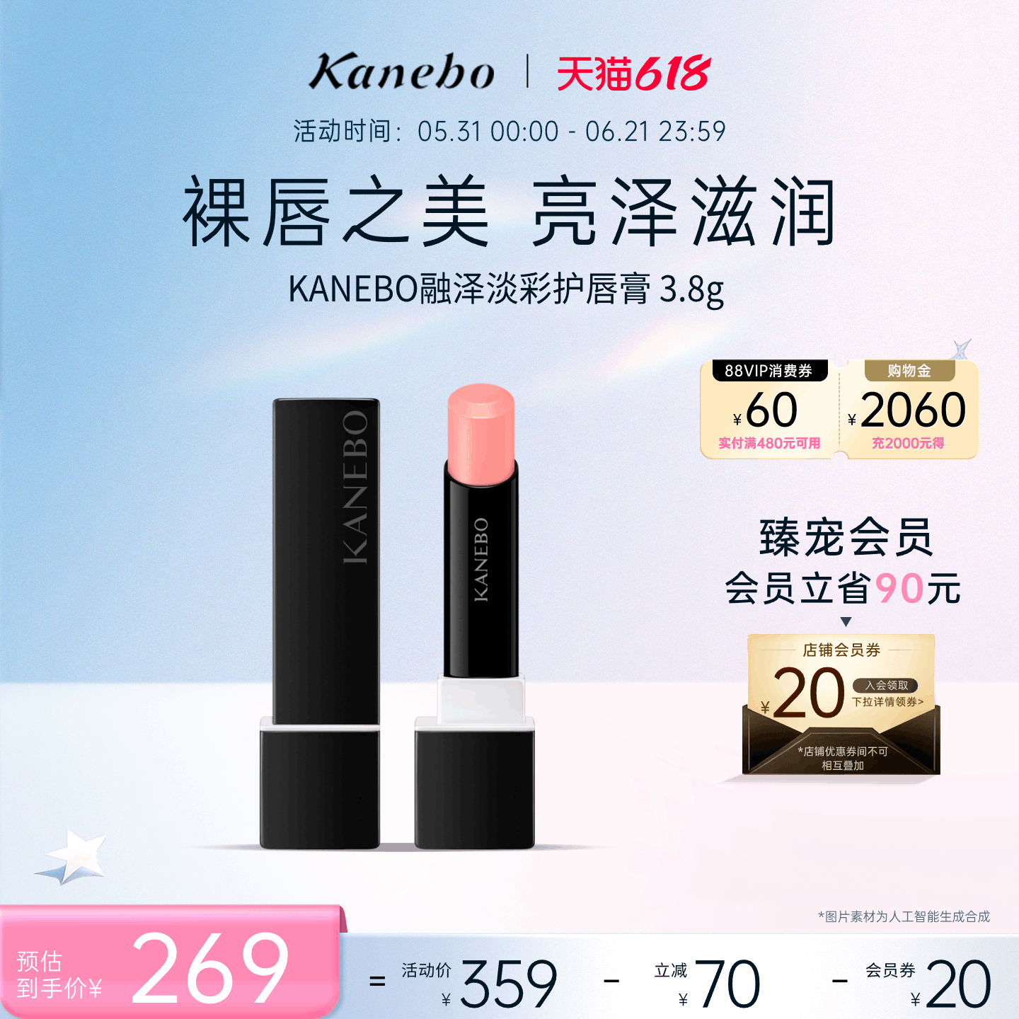 KANEBO佳丽宝融泽淡彩护唇膏磨砂颗粒滋润S00/S01