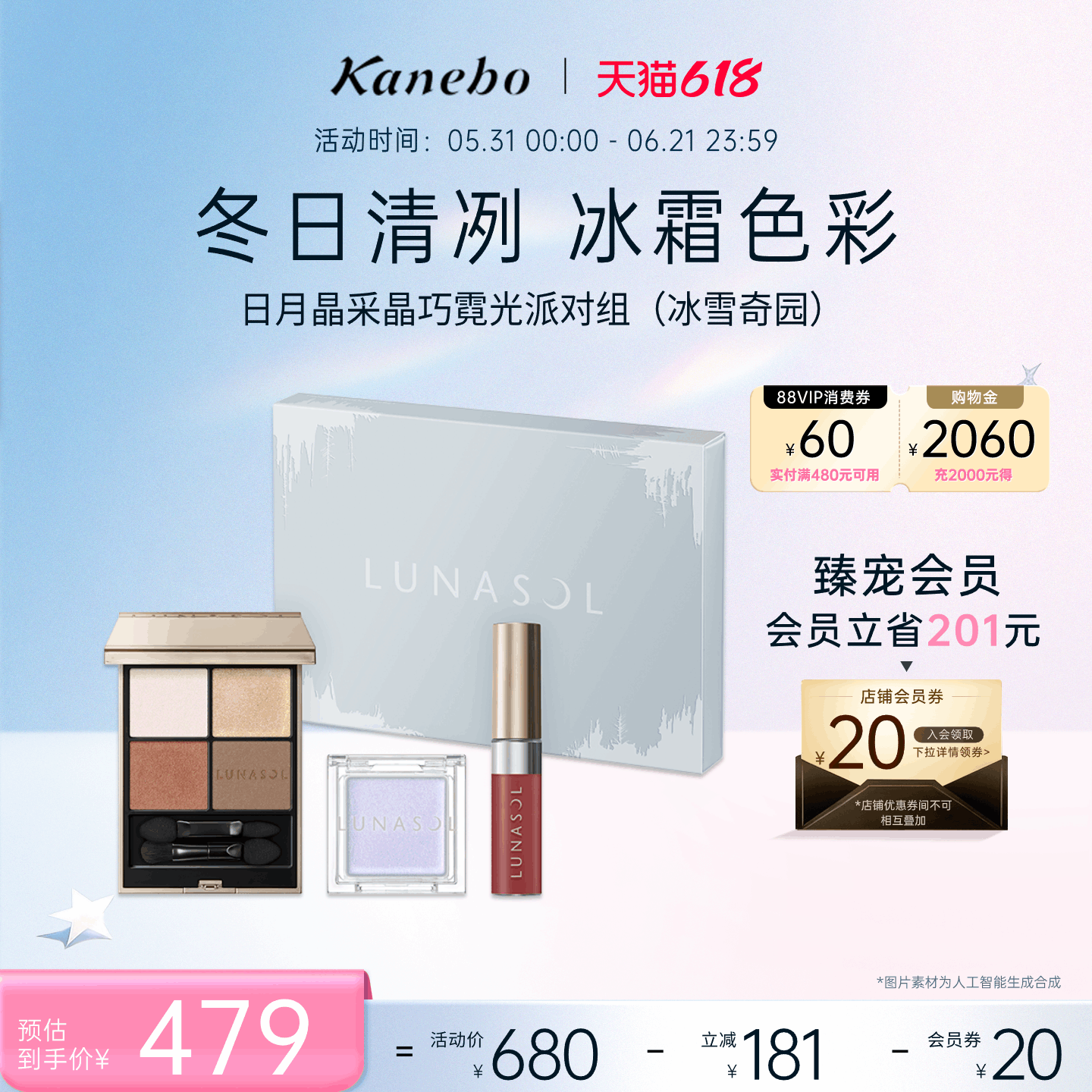 Kanebo嘉娜宝日月晶采晶巧霓光派对套组持久妆效眼影唇釉高光