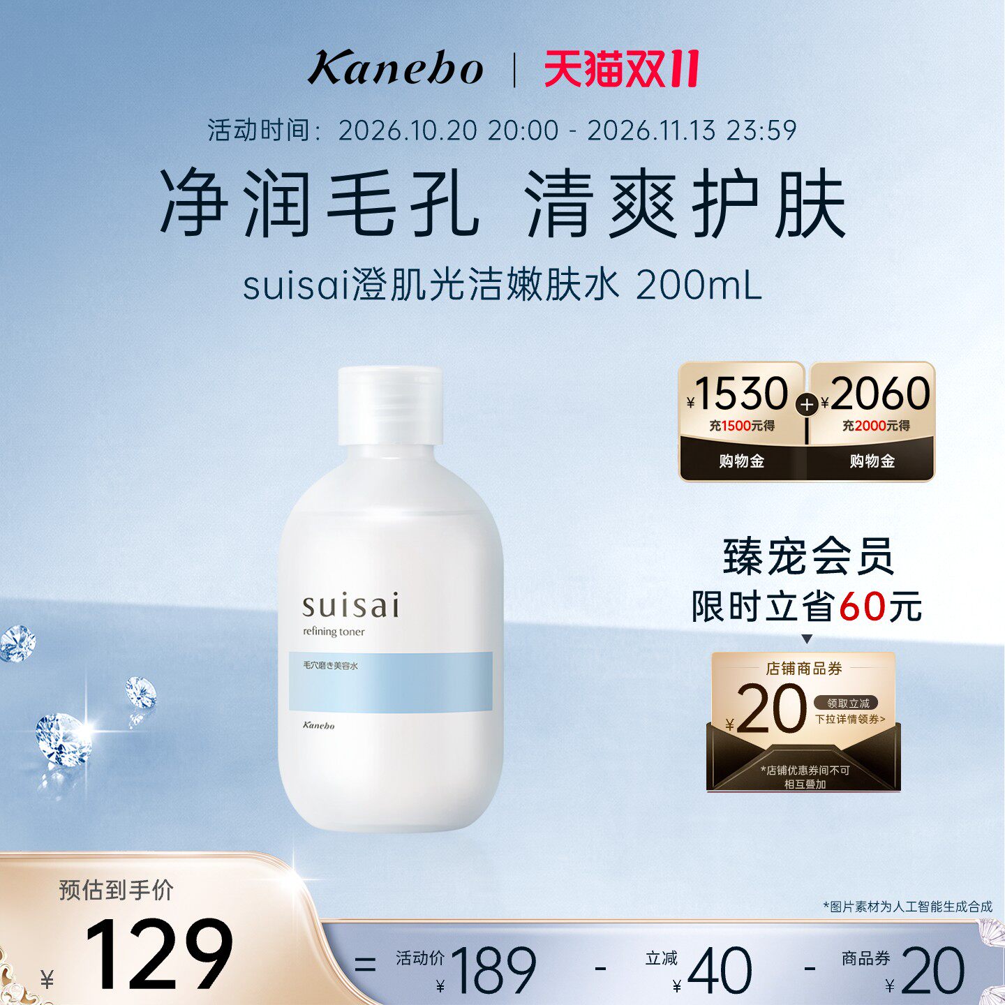 佳丽宝水之璨澄肌光洁嫩肤水