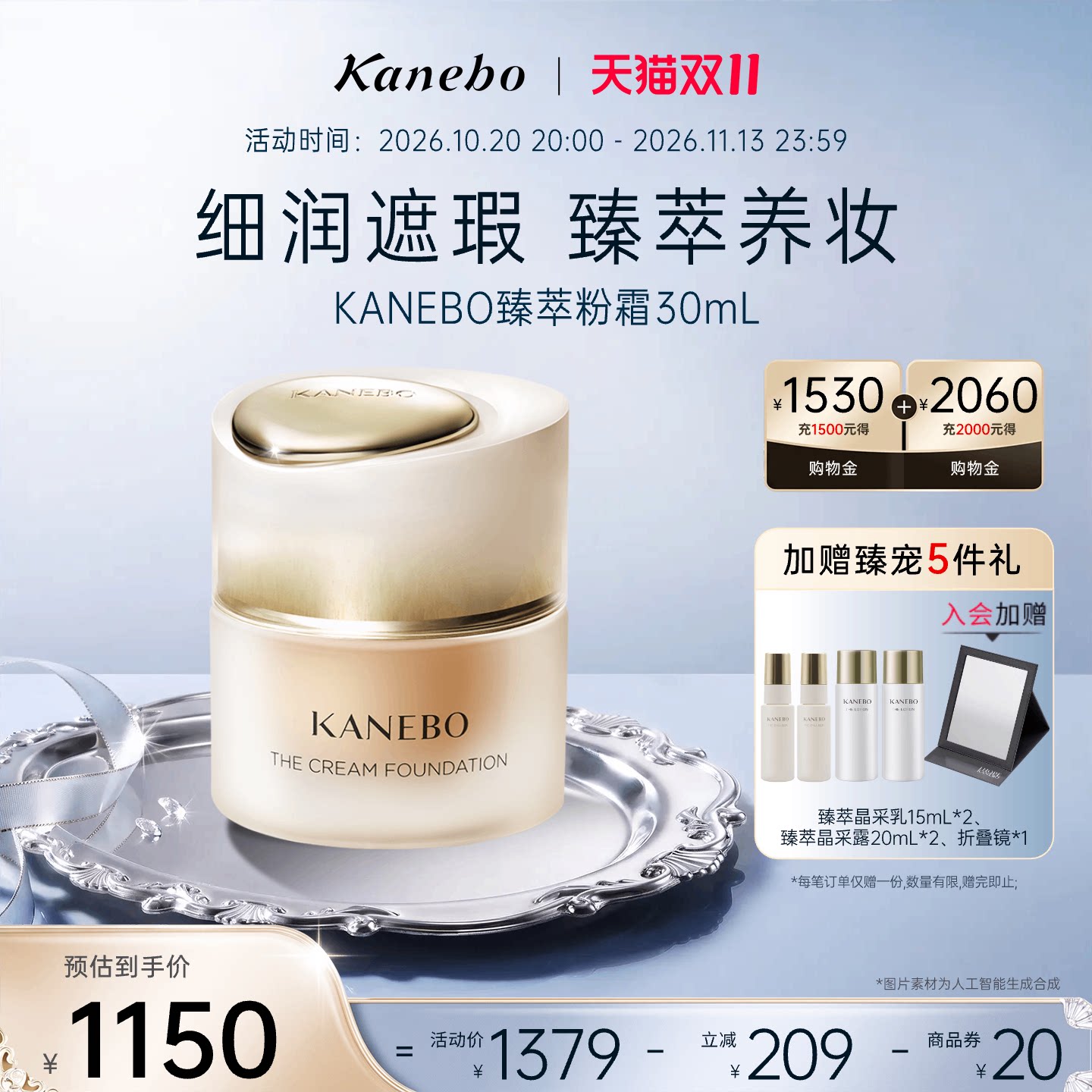 Kanebo嘉娜宝粉霜臻萃粉底霜贵妇养肤粉底液控油持妆遮瑕自然妆效