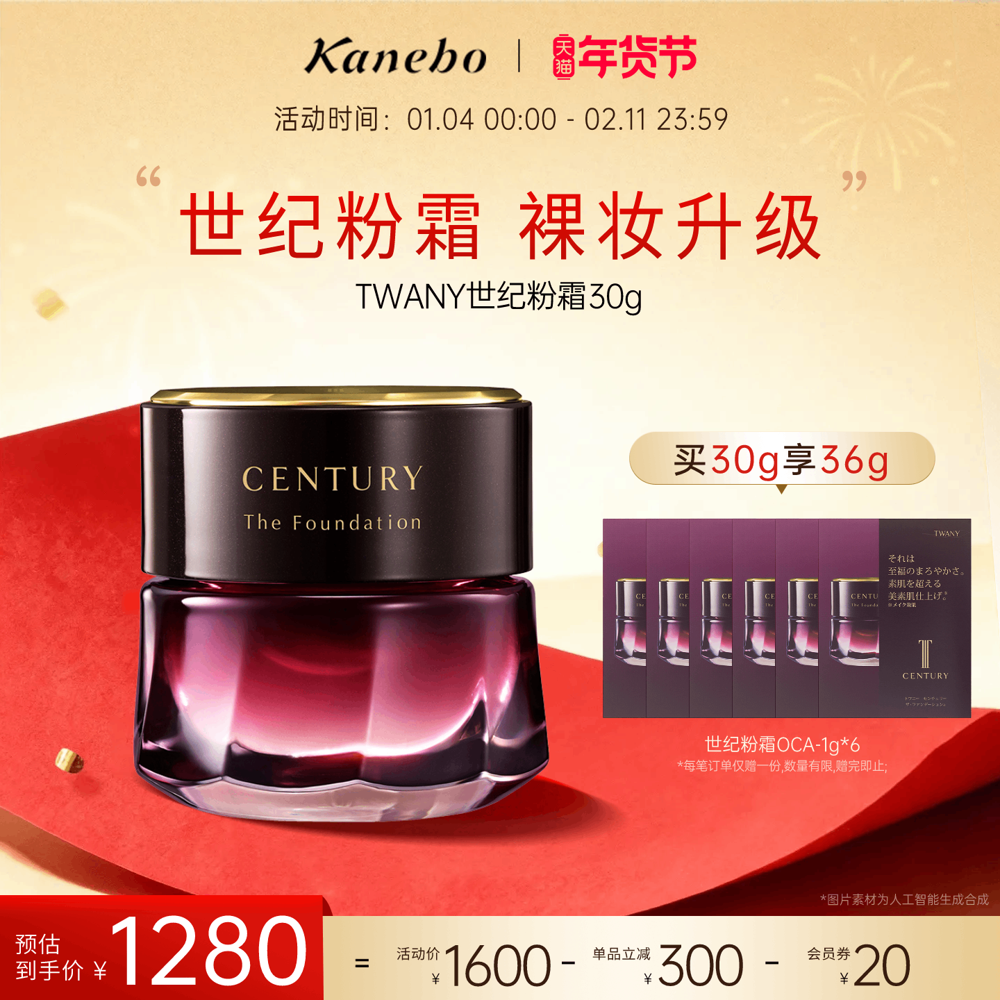 【新年礼物】Kanebo嘉娜宝粉霜TWANY世纪粉底霜养肤遮瑕旗舰店