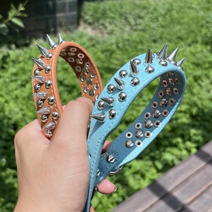 小型犬铆钉狗项圈泰迪比熊猫咪防咬脖子狗脖圈金属尖钉法斗狗颈圈