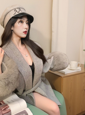 归国千金·图图高级感灰色毛呢外套秋冬2024新款小个子保暖斗篷