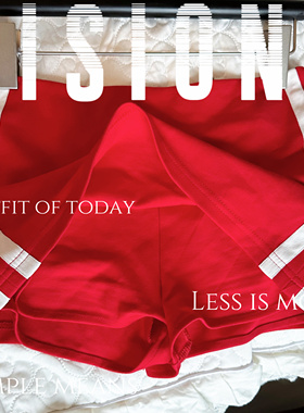 图图小有名气的红色运动休闲弹性半身裙【现货】2024短裤/短裙/