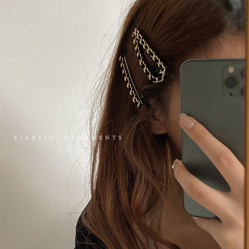 复古小香风格发夹高级质感金属链条刘海夹ins气质边夹头饰发饰品,饰品/流行首饰/时尚饰品新,发饰,淘宝优惠券,粉丝福利购,淘宝优惠卷