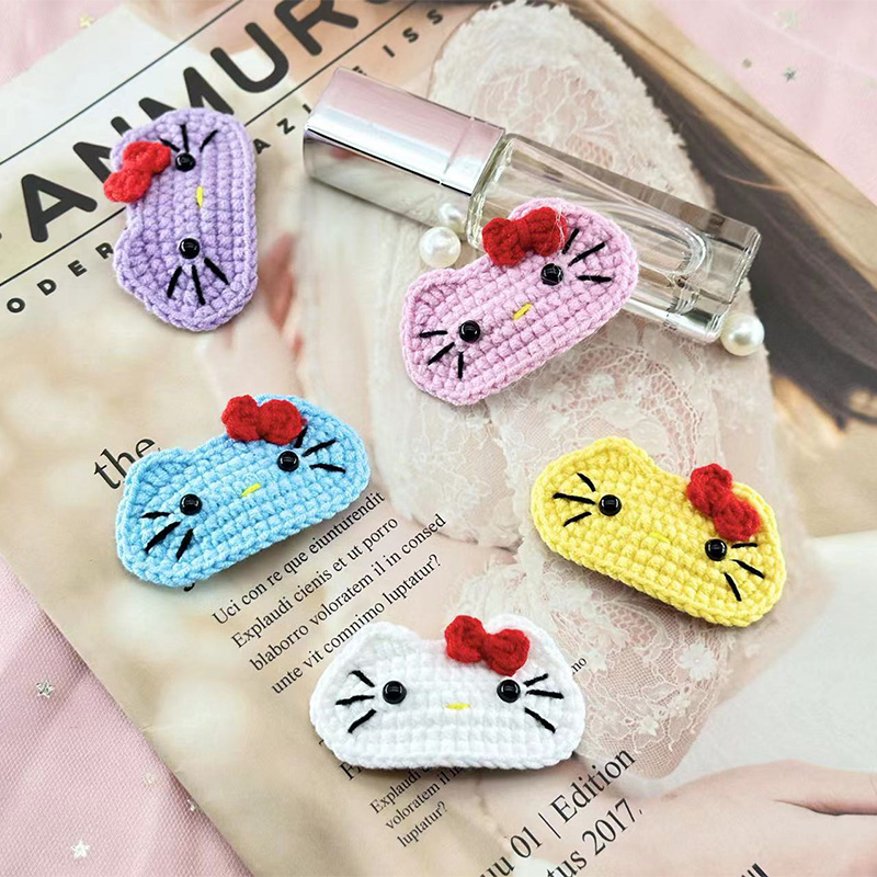 毛线手工发饰KT猫卡通BB夹发夹