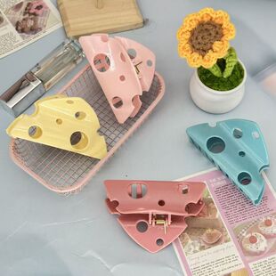 芝士奶酪造型抓夹可爱鲨鱼夹后脑勺盘发夹趣味顶夹三角发饰头饰品