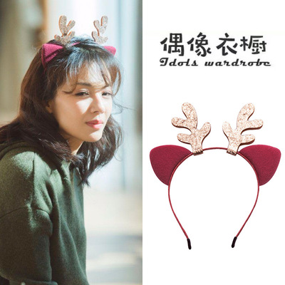圣诞节鹿角头箍麋鹿发箍发卡女头饰发饰品