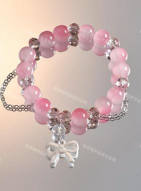 2026甜美桃夭蝴蝶结手链漫野水蜜桃百妖谱衍生周边ins风闺蜜手串