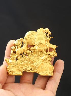 2026创意合金办公室家居招财好运三阳开泰茶桌桌面客厅小摆件开业