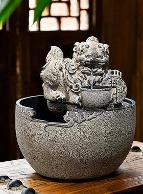 2026招财流水生财摆件循环水貔貅吐水兽办公室氛围茶室布置水系景