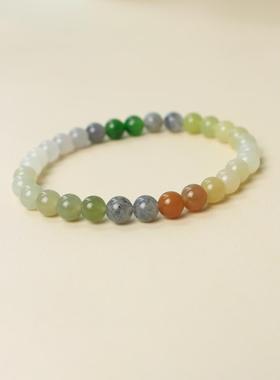 2026和田玉多宝珠手串渐变玉珠手炼糖玉青白玉碧玉烟紫晴水古风女