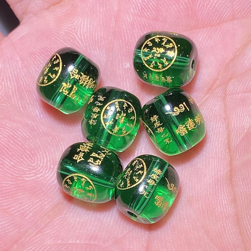 2025绿度母心咒桶珠饰品配件手串DIY配珠百搭饰品绿珠子配件手链
