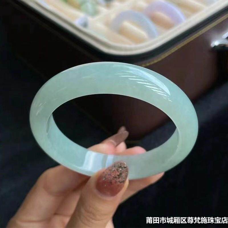 2026天然缅甸手镯冰种老坑阳绿玉手镯浅绿飘花翡翠正圈玉镯子女款