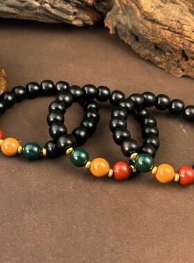 2026新款黑檀木红绿灯手串紫光檀木乌木男女文玩佛珠念珠饰品手链