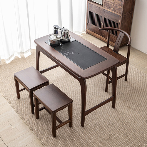 茶桌实木功夫茶桌椅套装茶台原木榫卯工艺新中式现代简约2025新款