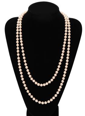 秋冬珍珠项链女链长款气质小香风双层锁骨多层长款毛衣链配饰优雅