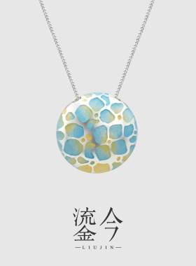 清新纯银珐琅绣球花项链