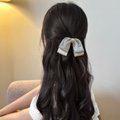 韩系真丝蝴蝶结发夹女2026新款 3件8折 高端后脑勺一字弹簧夹缎