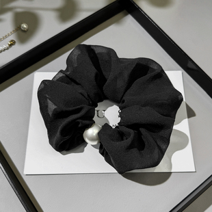 韩版真丝发圈女气质高级感珍珠网纱大肠圈2026新款高端头绳不伤发