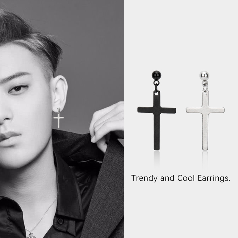 十字架男帅酷耳钉嘻哈朋克耳饰