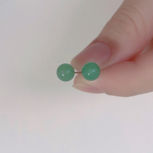 s999纯银和田玉耳钉女养耳洞2025年新款耳环复古高级感睡觉不用摘