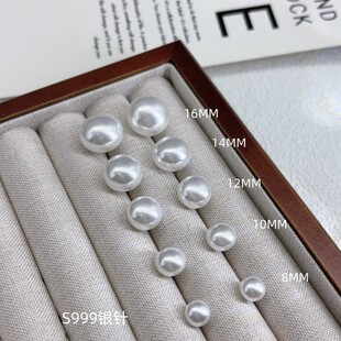 礼轩 999纯银施家馒头珍珠耳钉女法式复古养耳耳饰耳环轻奢高级感