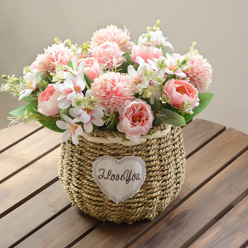 编织花盆草编花盆藤编花篮摆件客厅花瓶插花花篮装饰花蓝编织篮子