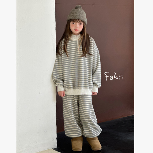 FAZ 6643 一体绒条纹连帽卫衣