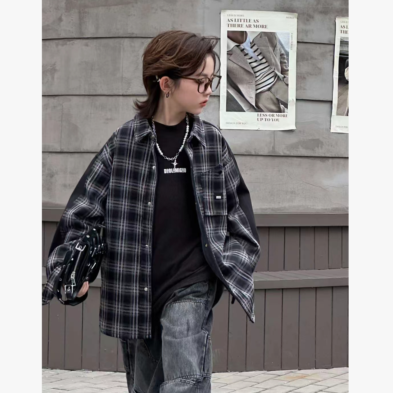 EVERY 68128 棋盘格一体绒衬衫外套