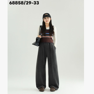 毛呢一体绒弯刀裤 LBE 68858