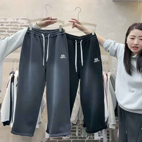 JZ 956658 圆圈字母一体绒运动裤