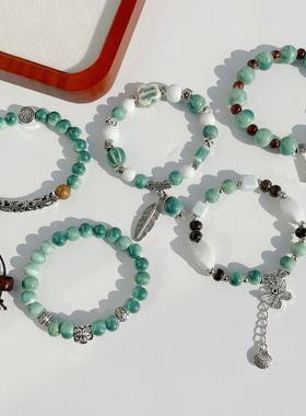 景德镇陶瓷手链平安喜乐忆青新中式简约饰品学生情侣礼物陶瓷手串