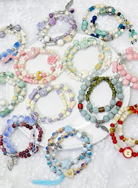 景德镇陶瓷手链双圈新中式简约陶瓷饰品学生情侣礼物陶瓷手串