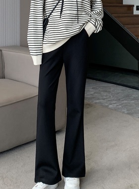 喇叭裤女秋冬2024年新款高腰显瘦垂感小个子拖地加绒休闲微喇裤