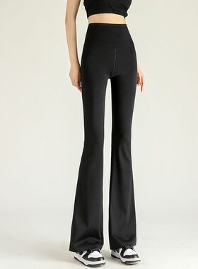 微喇裤子女2025春夏款打底裤高腰显瘦修身弹力鲨鱼皮休闲喇叭裤