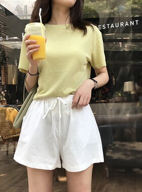 棉麻休闲短裤女大码阔腿裤居家沙滩热裤夏季宽松休闲运动五分裤子