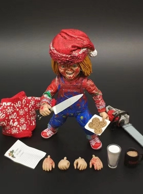 NECA鬼娃回魂 圣诞装恰奇Chucky cuit小丑洋娃娃玩具可动手办公仔