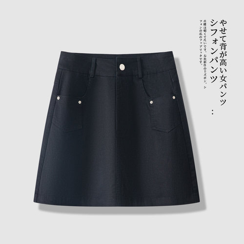 黑色牛仔短裙夏薄款显瘦A字