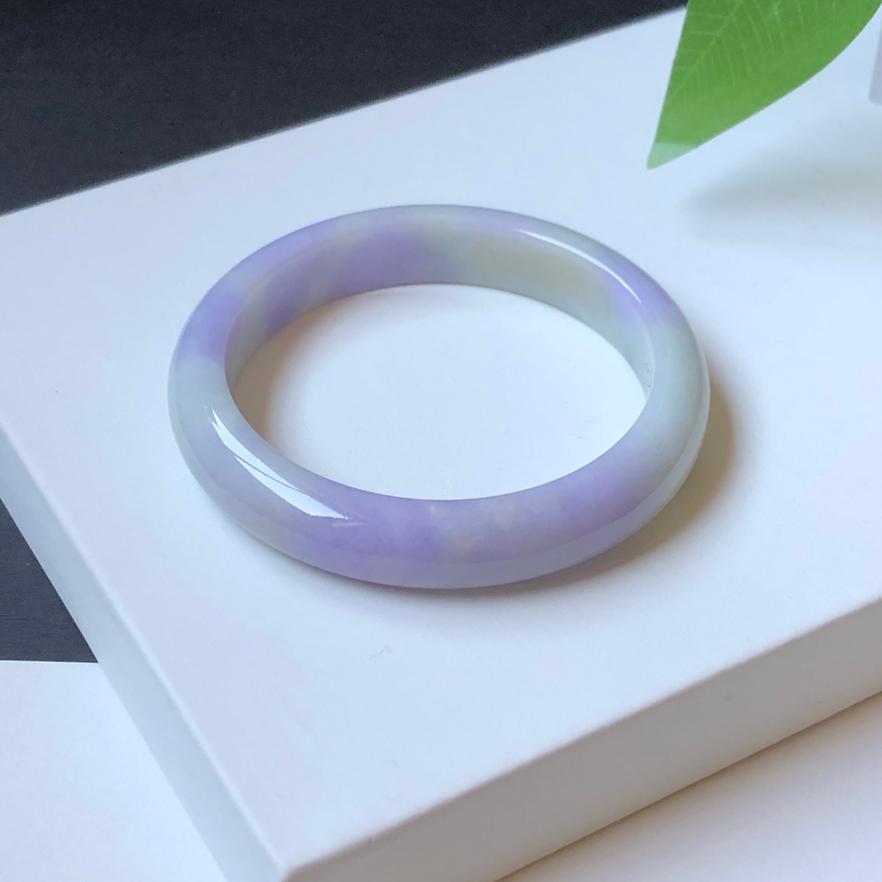 53圈平安镯1CQ1664 大艺珠宝紫罗兰春带彩缅甸天然A货翡翠玉手镯