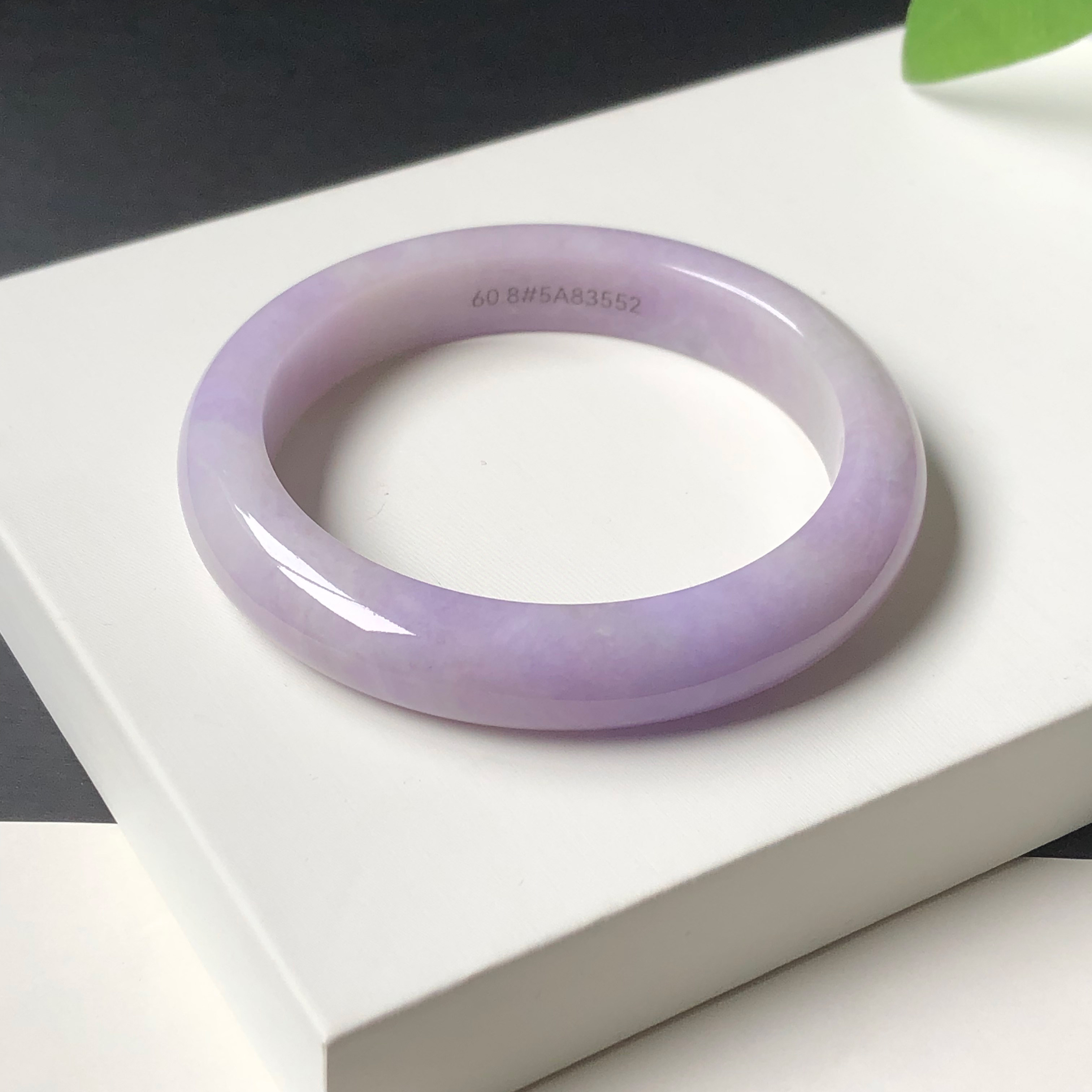 60圈5A83552平安镯 大艺珠宝细糯种紫罗兰春彩缅甸A货翡翠玉手镯