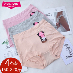 彩田莫代尔女士加肥加大内裤女抗菌底裆纯色大码200斤高腰平角裤