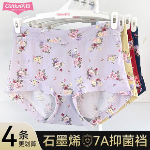 彩田内裤女15833高腰加大弹力15835舒适柔软7A石墨烯抑菌速干冰丝