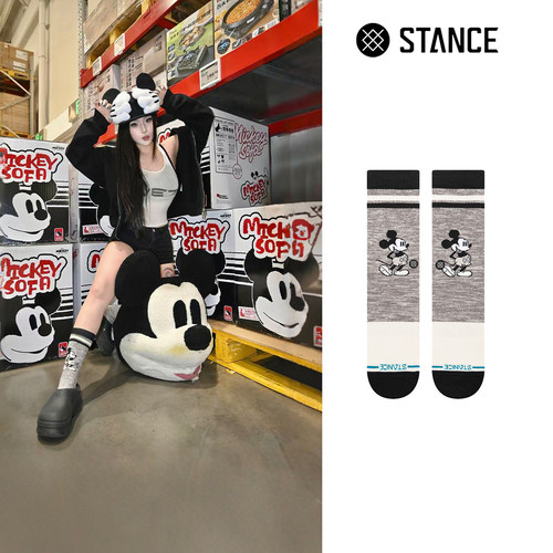 STANCE X迪士尼联名袜子男袜女袜秋季款休闲潮流中筒袜米奇印花袜