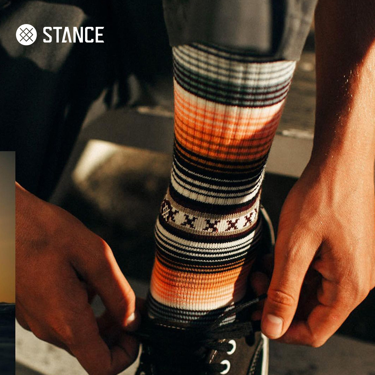 STANCE斯坦斯炫彩拼接条纹中筒袜设计感渐变细条纹男女秋冬休闲袜