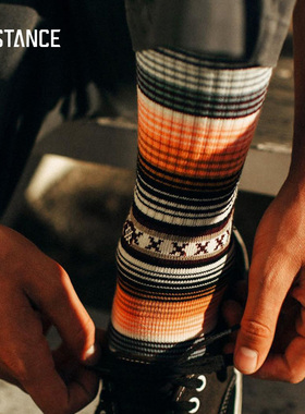 STANCE斯坦斯炫彩拼接条纹中筒袜设计感渐变细条纹男女秋冬休闲袜